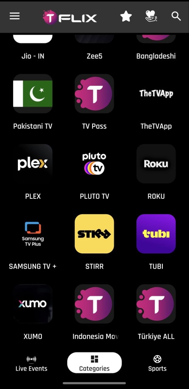 TFLIX Categories